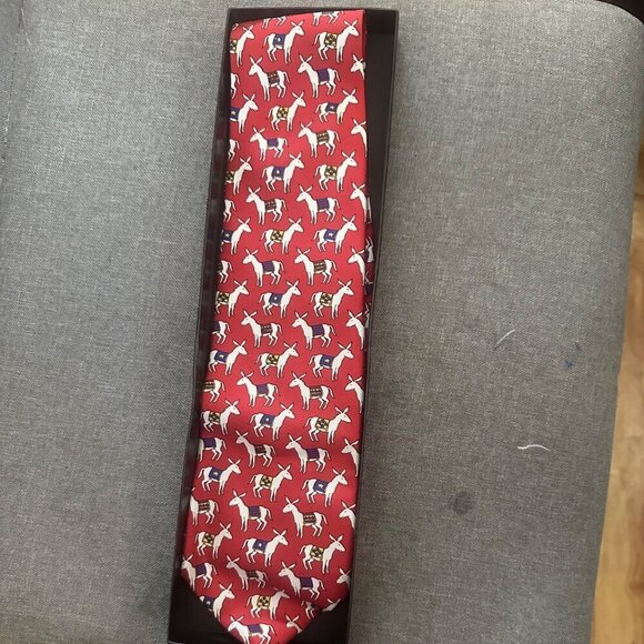 Vintage 1996 Men’s Democratic National Convention Donkey Silk Tie FHILL DNC NIB - Picture 1 of 3